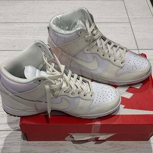 Nike White and Silver High-Top Sneakers